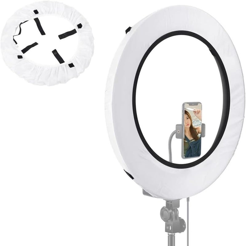 EDNEY 2 Pack Ring Ligter Diffuser Soft Elastic Cover White Light Diffuser Cloth for Photography Studio Video (White (Fits 16"" to 18"" Ring)) - Image 1